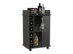 Carrito de Bar Dukat, con ruedas y puerta de cristal 89CM A X 55CM An X 41.5CM P Carbón
