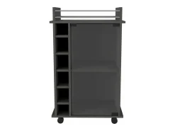 Carrito de Bar Dukat con ruedas y puerta de cristal , 88.9 cm X 54.86 cm X 41.40 cm , Gris