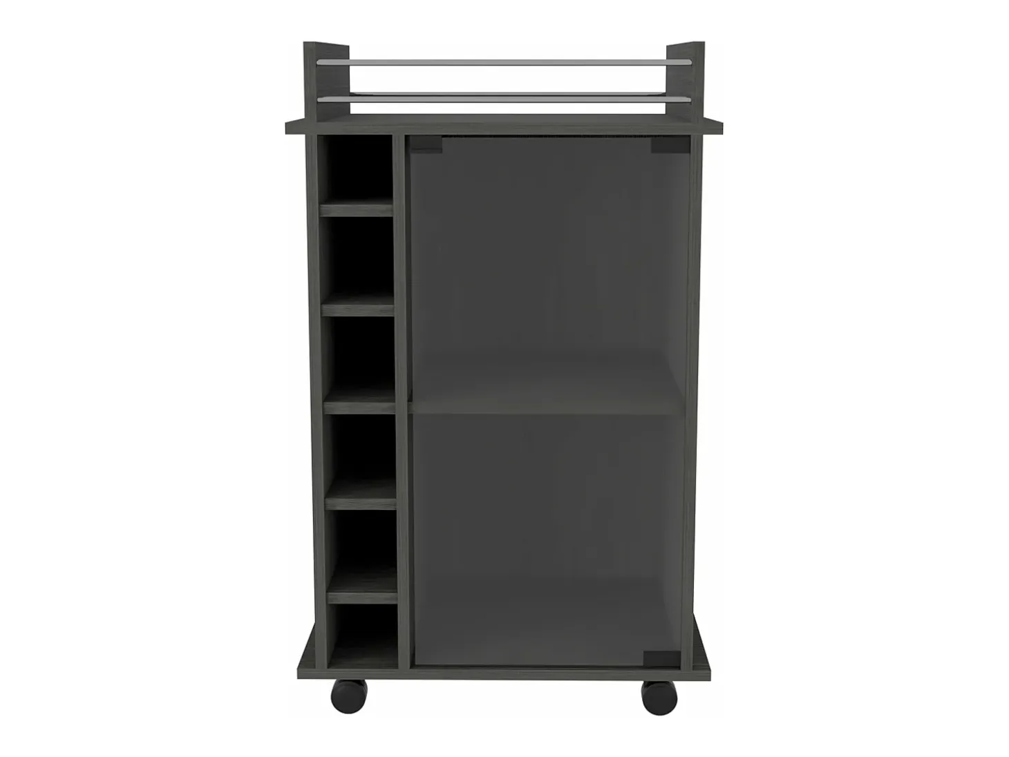 Carrito de Bar Dukat con ruedas y puerta de cristal , 88.9 cm X 54.86 cm X 41.40 cm , Gris