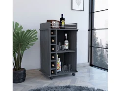 Carrito de Bar Dukat con ruedas y puerta de cristal , 88.9 cm X 54.86 cm X 41.40 cm , Gris