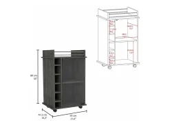 Carrito de Bar Dukat con ruedas y puerta de cristal , 88.9 cm X 54.86 cm X 41.40 cm , Gris