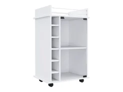 Carrito de Bar Dukat en melamina con 6 botelleros , 3 estantes y 4 ruedas , blanco , 89 cm X 55 cm X 41.5 cm