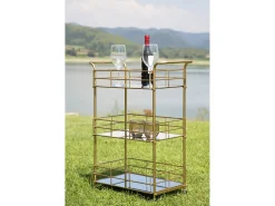 Carrito de bar rectangular dorado con estantes de vidrio espejado Glammy