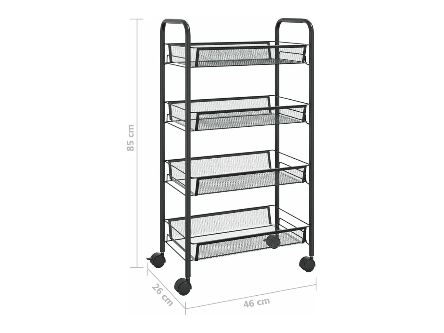 Carrito de cocina 4 niveles hierro negro 46x26x85 cm