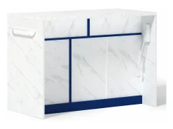 Carrito de cocina azul - Isla de cocina con 2 cajones y 3 puertas - toallero y cable de alimentación de 1,5 m