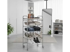 Carrito de cocina, carrito verdulero - 4 cestas de gran capacidad - Gris aluminio, Haya - 86*44*30 cm - BEECH