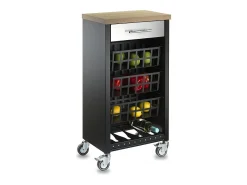Carrito de cocina, carrito verdulero - color Negro, Inox, Olmo - 93*48*34 cm - KARA