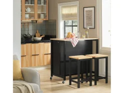 Carrito de Cocina con 2 cajones y 2 estantes,con Tablero Grande,L98 x P58 x H94cm Negro FKW74-SCH SoBuy ES