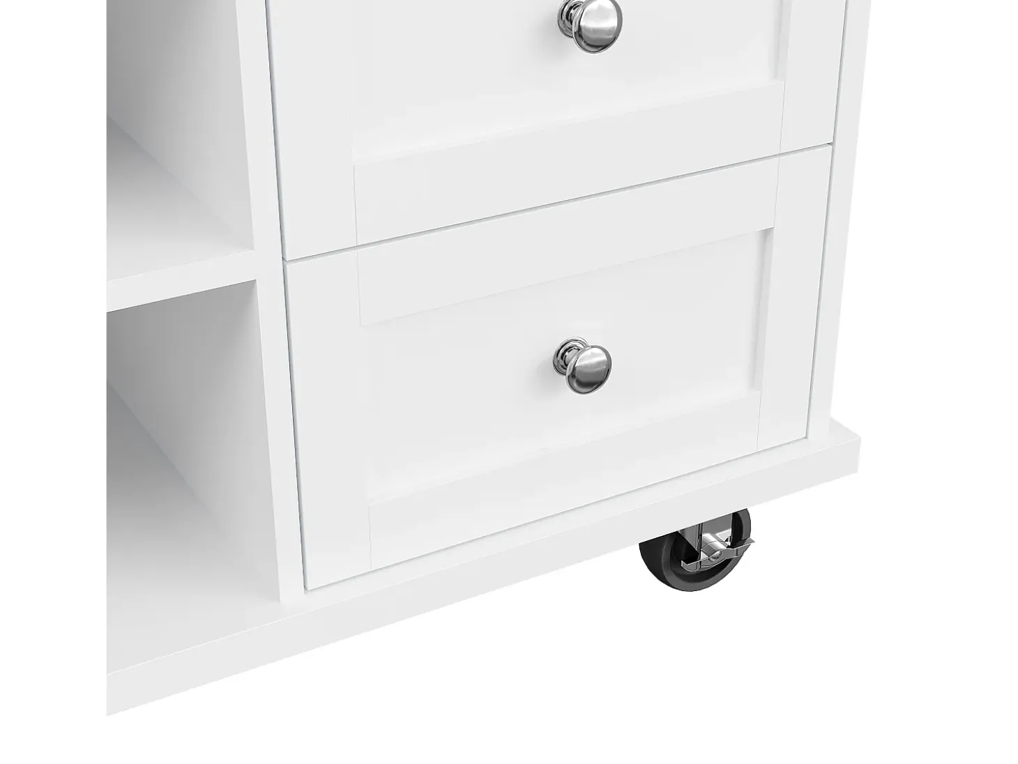 Carrito de cocina con 3 estantes de almacenaje, diseño moderno, MDF, blanco, 134x46x92 cm