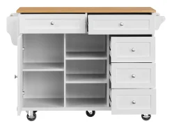 Carrito de cocina con 3 estantes de almacenaje, diseño moderno, MDF, blanco, 134x46x92 cm