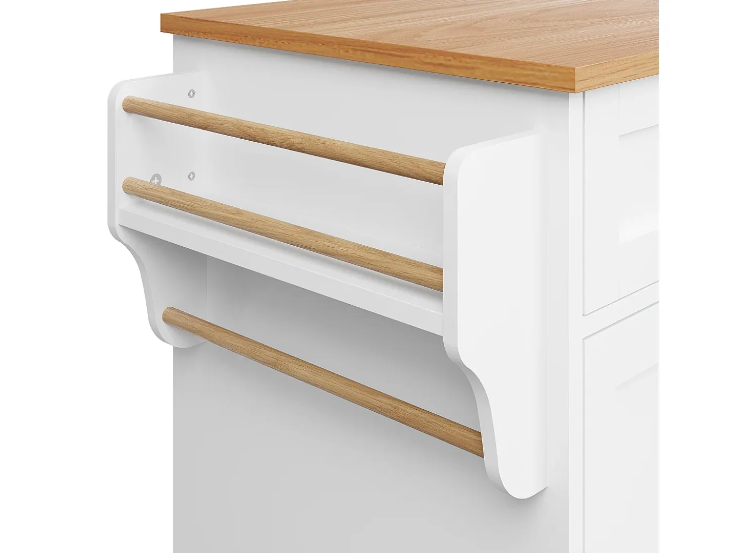 Carrito de cocina con 3 estantes de almacenaje, diseño moderno, MDF, blanco, 134x46x92 cm