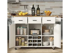 Carrito de cocina con encimera, toallero, especiero, blanco