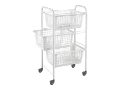 Carrito de Cocina con Ruedas Blanco 3 Cestas Extraíbles