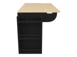 Carrito de cocina con ruedas y tapa extensible, 2 puertas correderas y 3 cajones, negro - 110x70x90cm