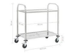 Carrito de cocina de 2 alturas acero inoxidable 96,5x55x90 cm