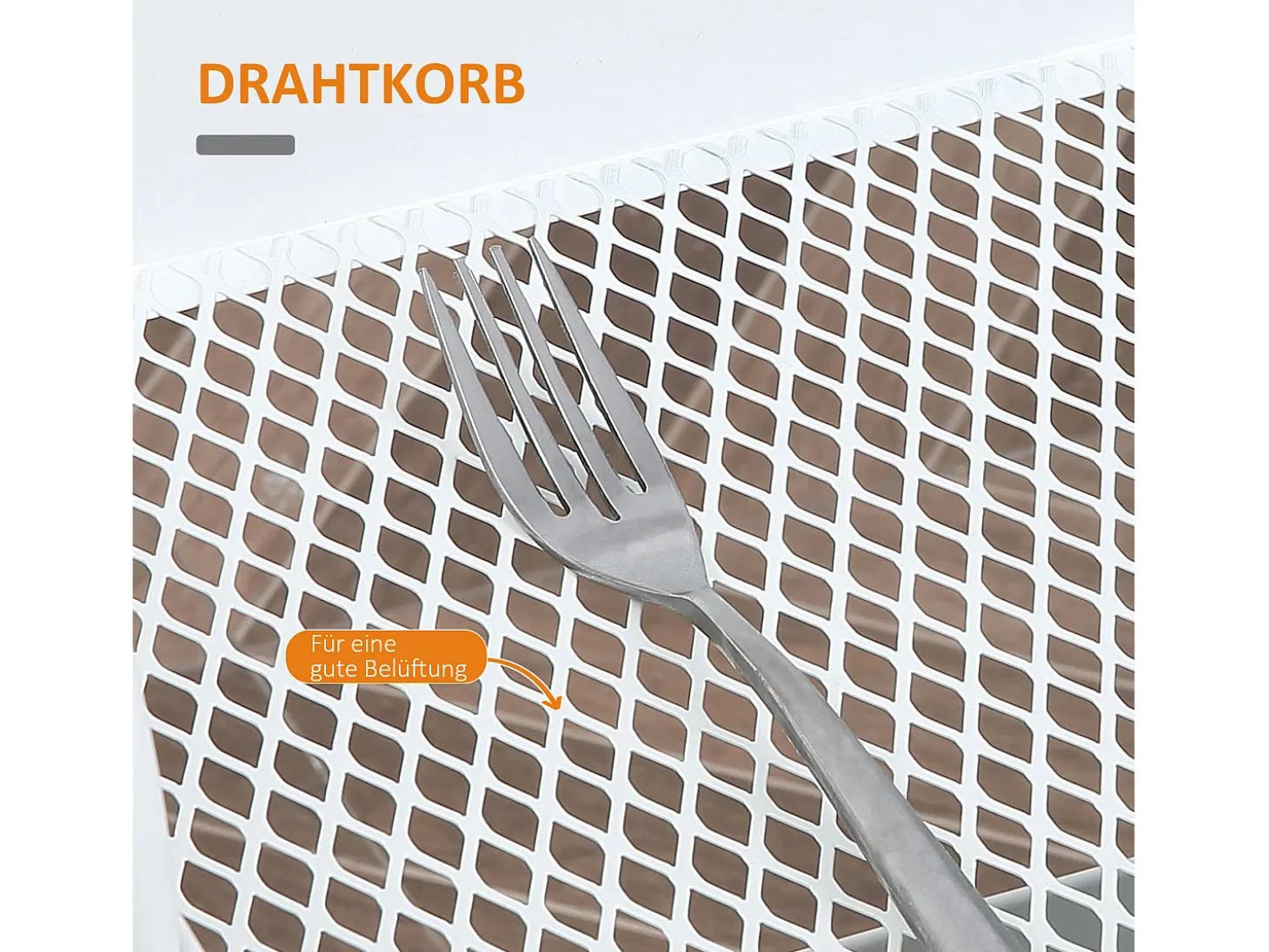 Carrito de cocina de 3 niveles con cesta y tapa, metal, blanco (53,5 x 31 x 79,4 cm)