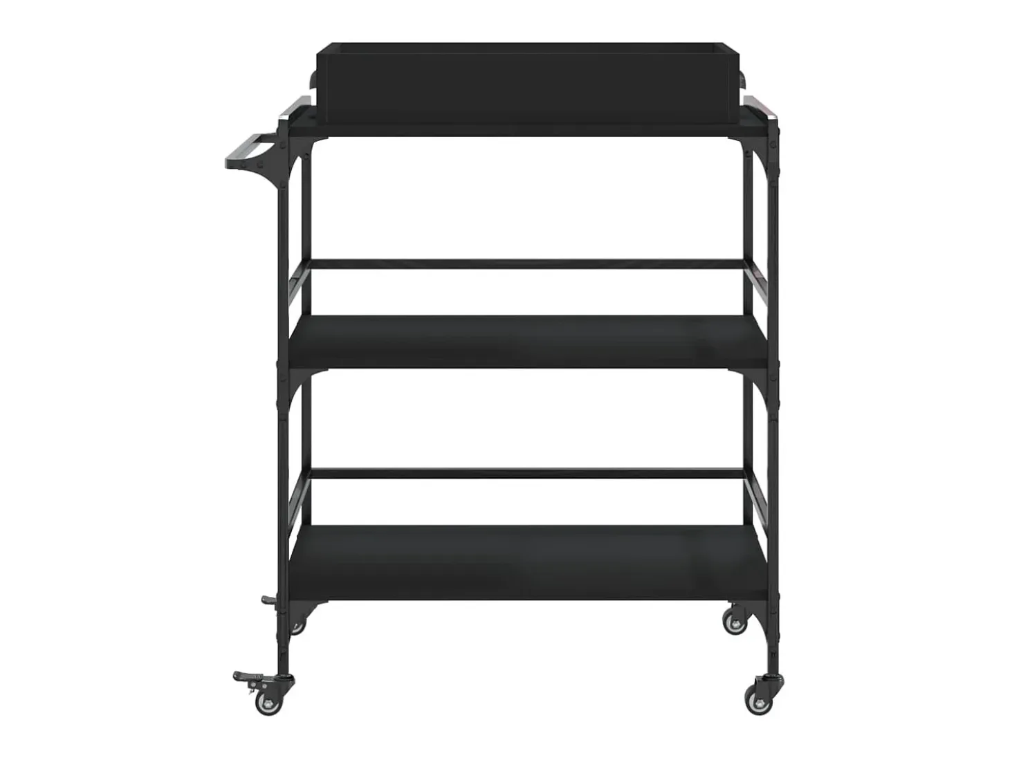 Carrito de cocina de madera de ingeniería negro 81,5x41x92,5 cm