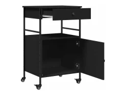 Carrito de cocina de madera de ingeniería negro 56x43x89,5 cm