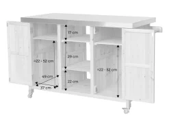 Carrito de cocina exterior de madera de abeto 130cm con asas, 7