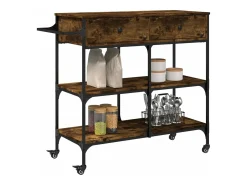 Carrito de cocina madera ingeniería roble ahumado 105x42x95 cm