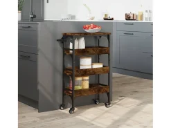 Carrito de cocina madera ingeniería roble ahumado 53x20x76 cm