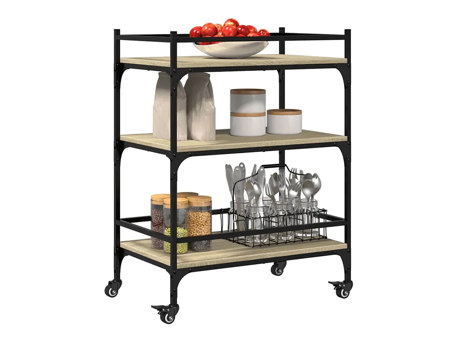 Carrito de cocina madera ingeniería roble Sonoma 65x40x86,5 cm