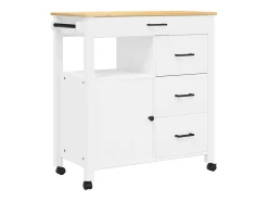 Carrito de cocina MONZA madera maciza de pino 84x40x88,5 cm