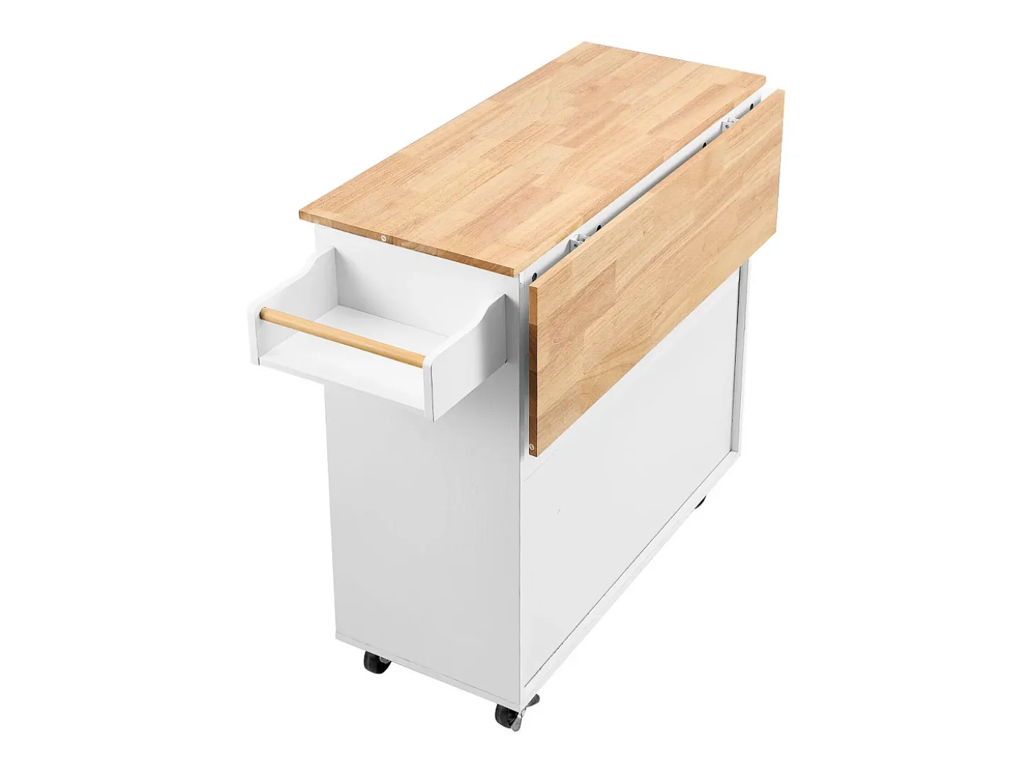 Carrito de Cocina SucceBuy de 89,9 cm, Armario con Ruedas, Cajón y Soporte, Color Blanco