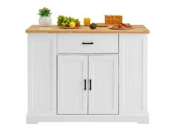 Carrito de Cocina SucceBuy con Isla, Armario de Almacenamiento con Cajón y Estantes, Color Blanco