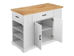 Carrito de Cocina SucceBuy con Isla, Armario de Almacenamiento con Cajón y Estantes, Color Blanco