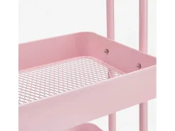 Carrito de comida metálico de 3 estantes con ruedas Sall - Rosa