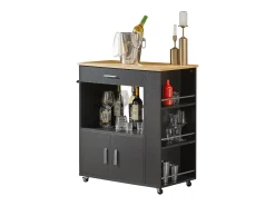 Carrito de Servicio Camarera Multiusos Mueble con Estante Lateral Puertas Cajones Porta Paños de Cocina 82 x 46 x 88 cm FKW113-SCH SoBuy ES