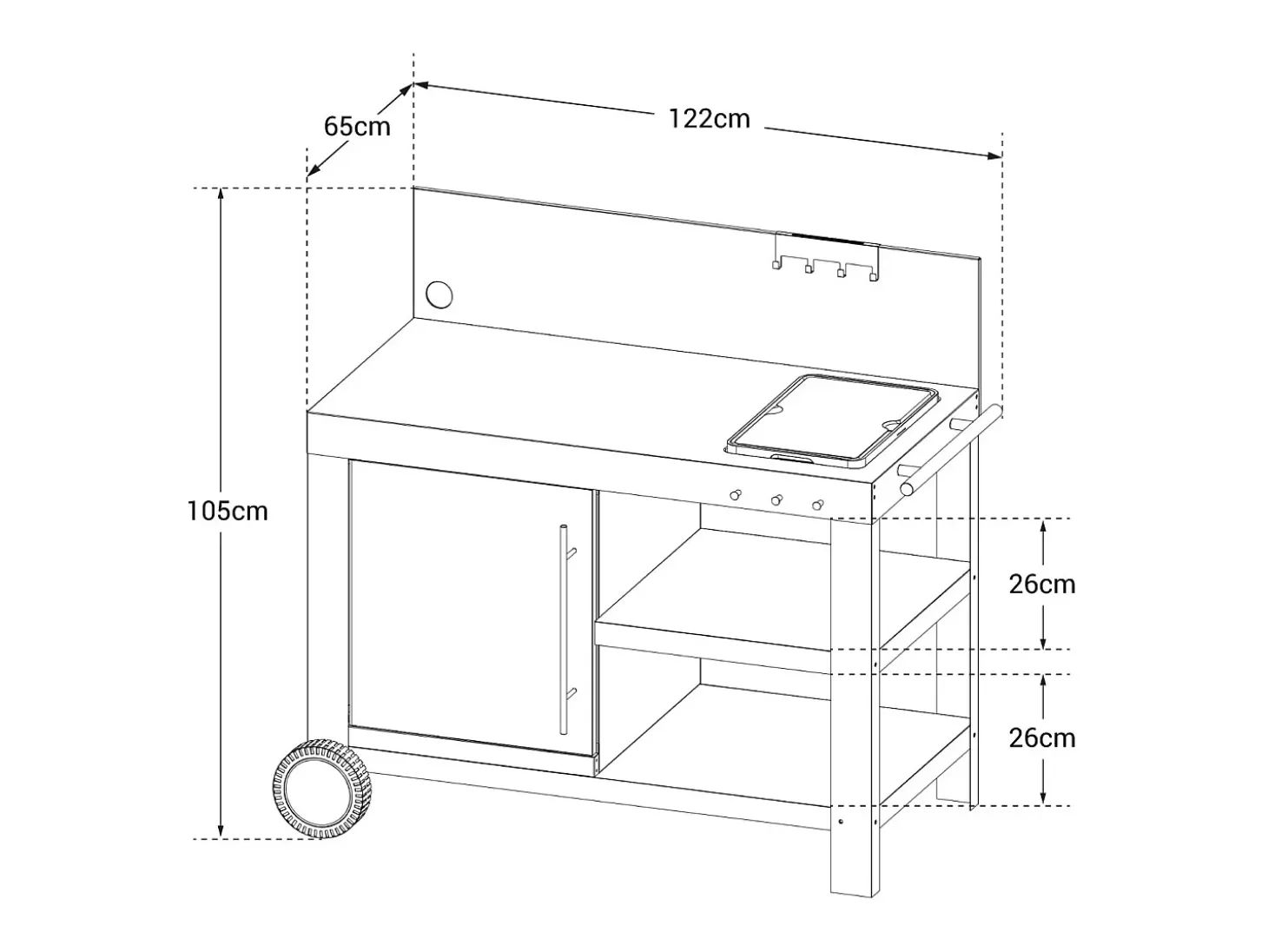 Carrito gris para plancha NOVA XL - COOK'IN GARDEN