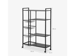 Carrito verdulero con ruedas y cestas de cocina 90x32x135cm Faris XXL