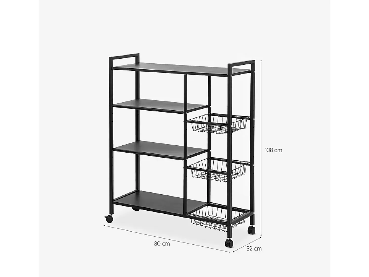 Carrito verdulero de metal con ruedas 80x32x108 cm Faris