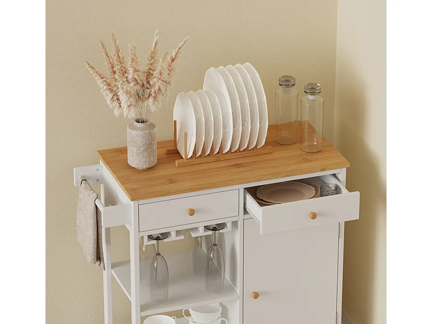 Carro de cocina blanco 89x40x87 trayz