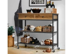 Carro de Cocina Carrito de Servir Multiusos con 2 Estantes y 2 Cajones 100 x 45 x 93 cm FKW112-PF SoBuy ES