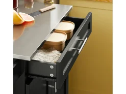 Carro de Cocina Carrito de Servir Multiusos Estantería con puerta y cajón Tablero de acero inoxidable 83 x 46 x 90 cm Negro FKW110-SCH SoBuy ES