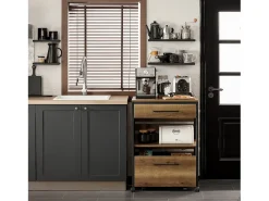 Carro de Cocina con 1 cajón móvil Carrito de Servir Multiusos con 1 Estante y 2 Cajones 60 x 45 x 90 cm FKW118-PF SoBuy ES