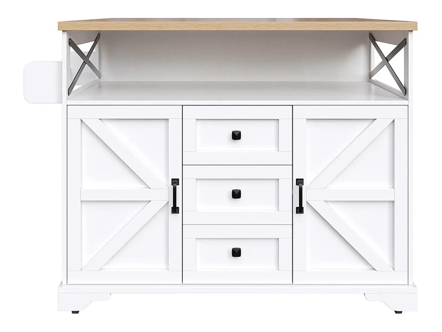 Carro de cocina con mesa plegable e iluminación LED, soporte para aperitivos, mesa de comedor con espacio de almacenamiento, blanco