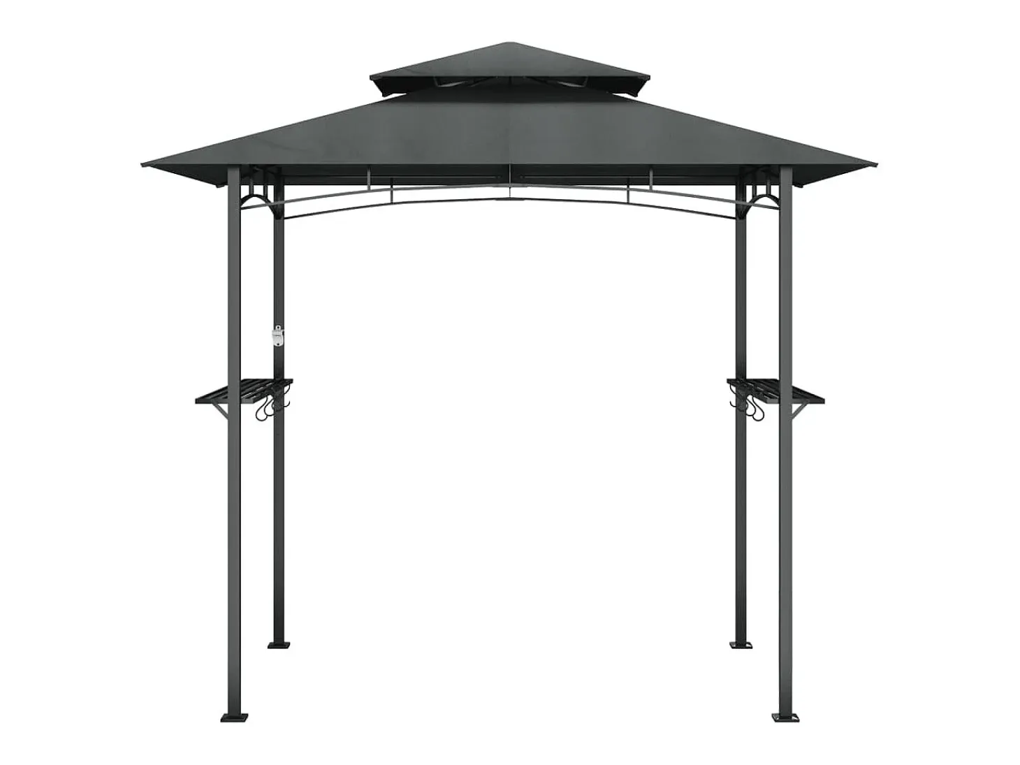 Cenador barbacoa estante lateral acero antracita 240x150x243 cm ES671323