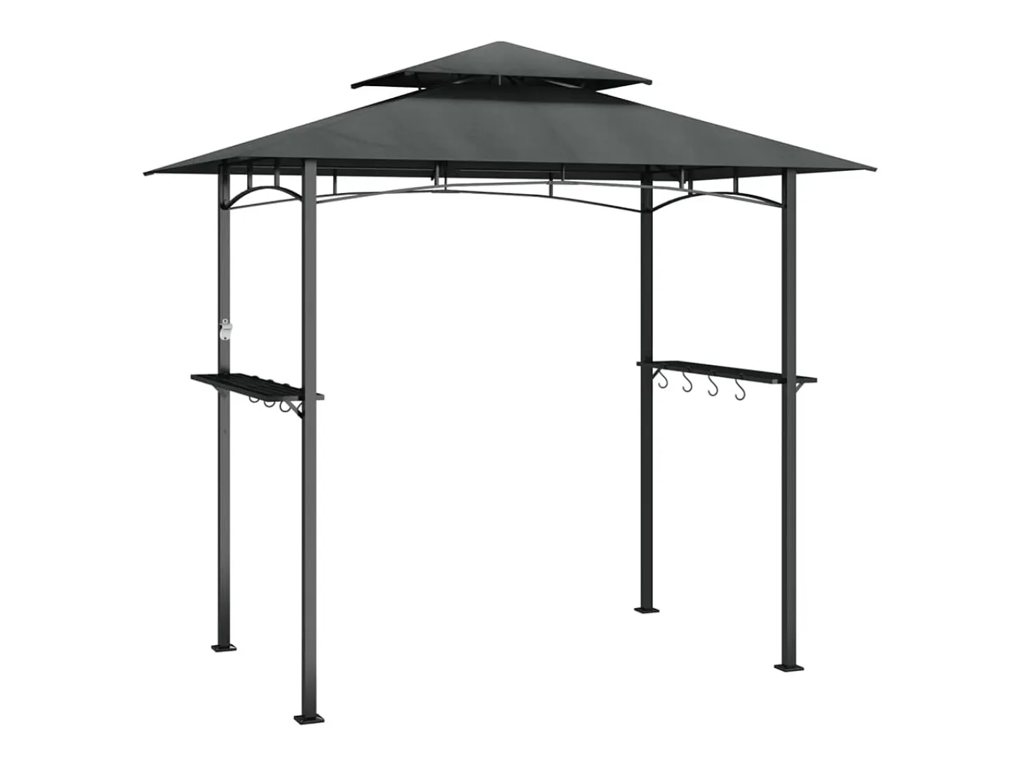 Cenador barbacoa estante lateral acero antracita 240x150x243 cm ES671323