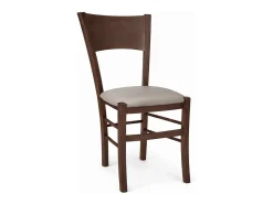 Chaise de salle à manger Lucy en noyer foncé avec assise rembourrée gris tourterelle