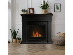 Chimenea de bioetanol biochimenea de suelo Cambridge en madera Negro 110x37x102h