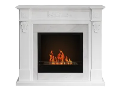 Chimenea de bioetanol biochimenea de suelo TRUMAN Efecto mármol blanco L121 x P38 x H108