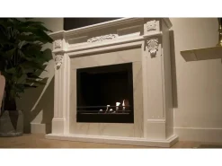 Chimenea de bioetanol biochimenea de suelo TRUMAN Efecto mármol blanco L121 x P38 x H108