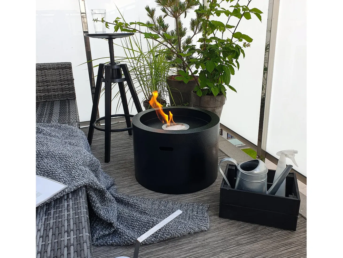 Chimenea de bioetanol brasero redonda de jardín para exterior interior RODI Negro d.47.5