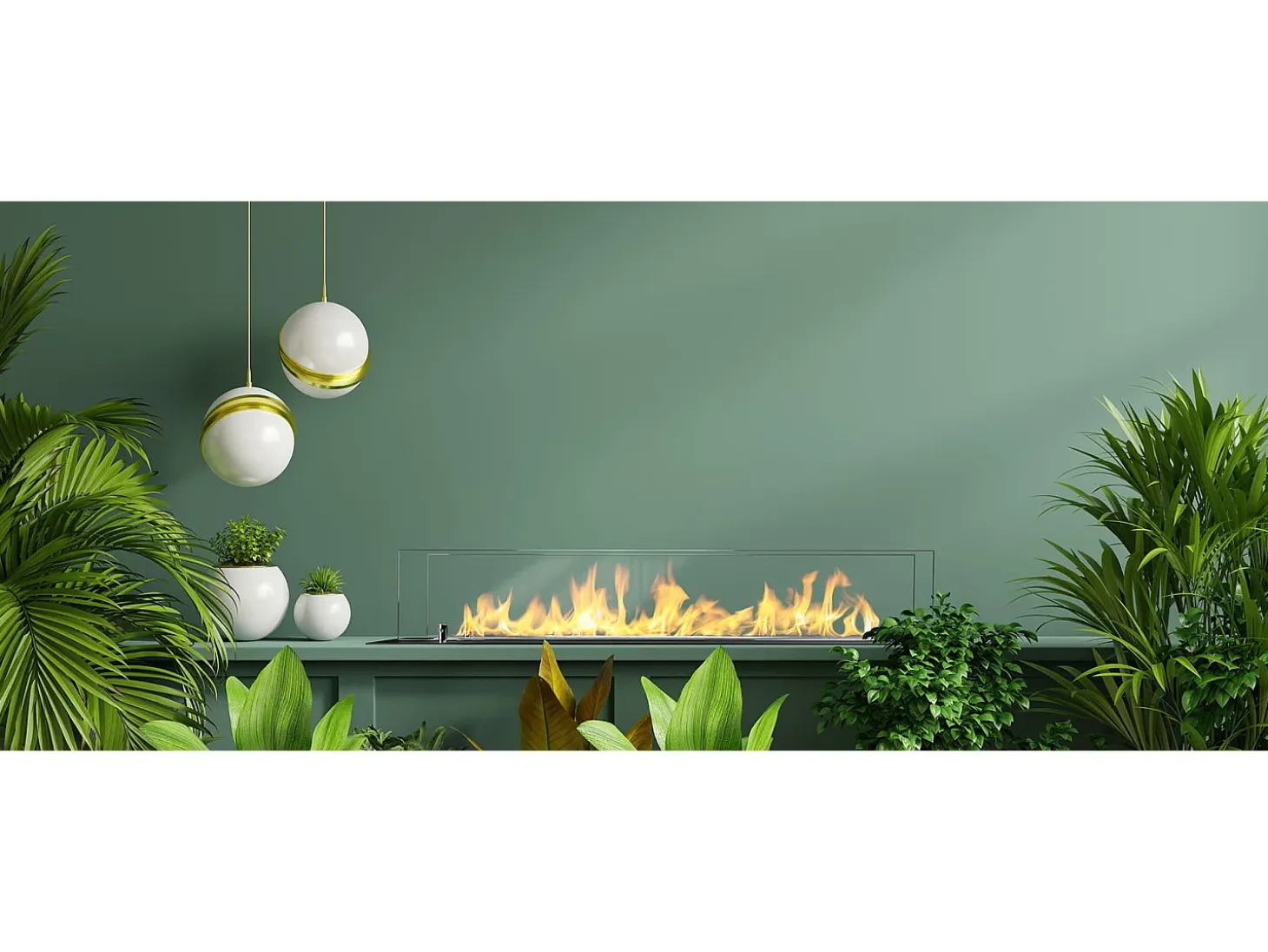 Chimenea de bioetanol con quemador de biochimenea en acero con cristal de 100 cm.