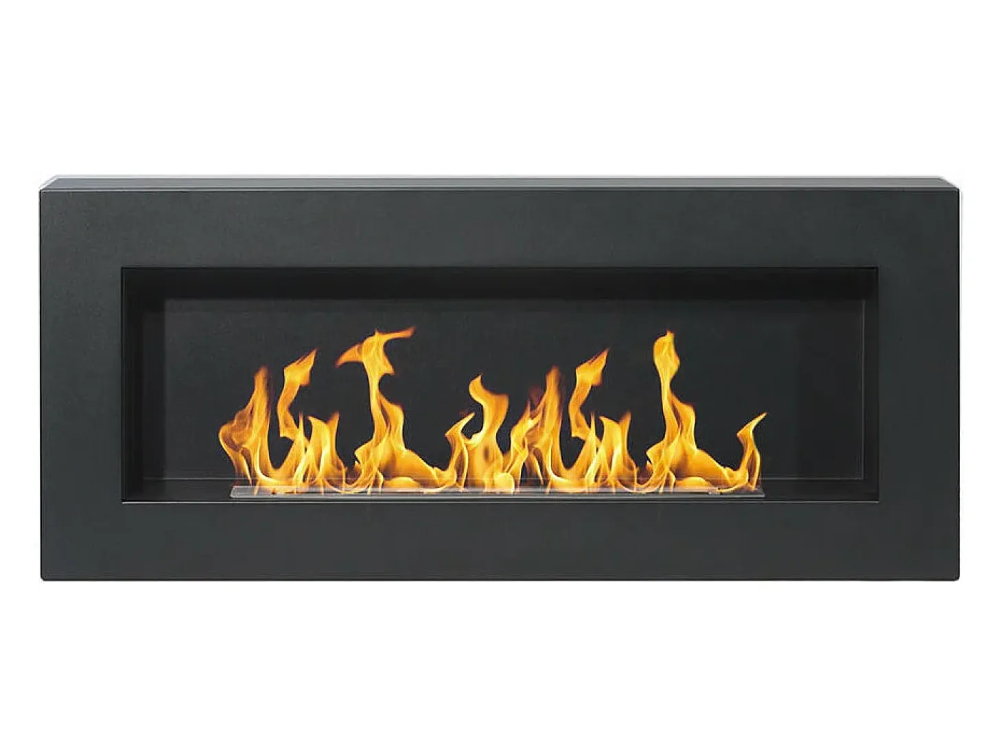 Chimenea de bioetanol de pared Siena Black (largo 90 x fondo 12 x alto 40 cm)