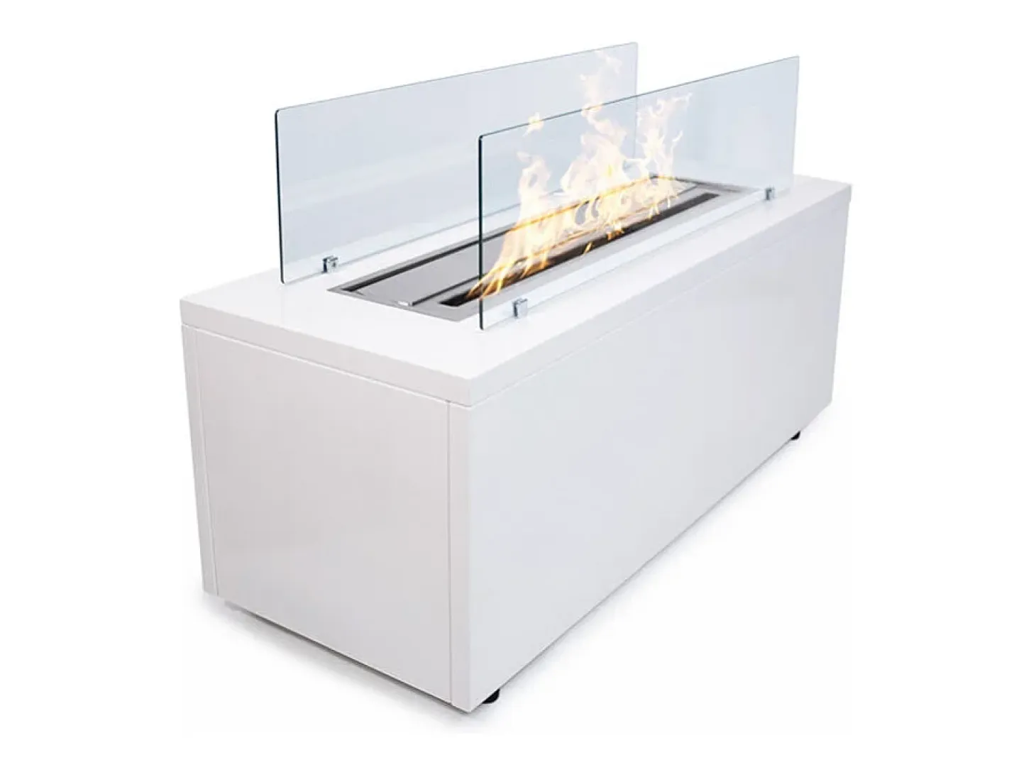 Chimenea de bioetanol de suelo para uso interior y exterior CARAVAGGIO Blanco L100xP40xH40 cm